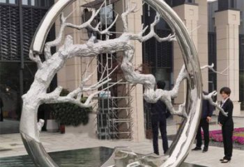 圓環(huán)樹雕塑定做，公園小品，不銹鋼圓環(huán)樹雕塑精選