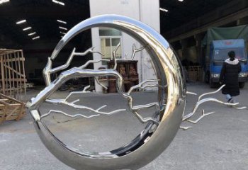 圓環(huán)樹雕塑服務(wù)商，美陳雕塑，不銹鋼圓環(huán)樹雕塑訂做