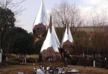 水滴雕塑供應(yīng)，花園小品，戶外不銹鋼水滴雕塑展品