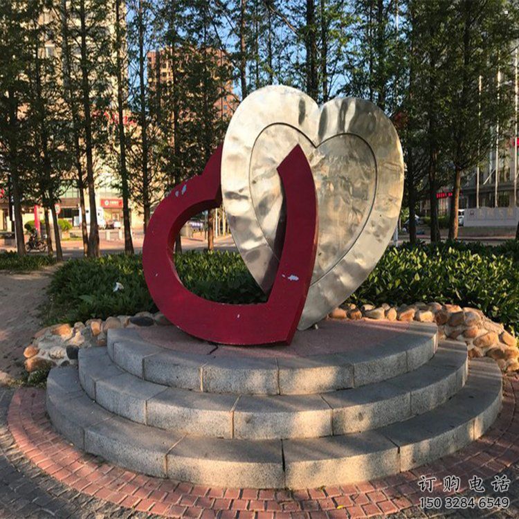 愛心雕塑通用，街道標(biāo)識(shí)，鋼鑄烤漆愛心雕塑承接