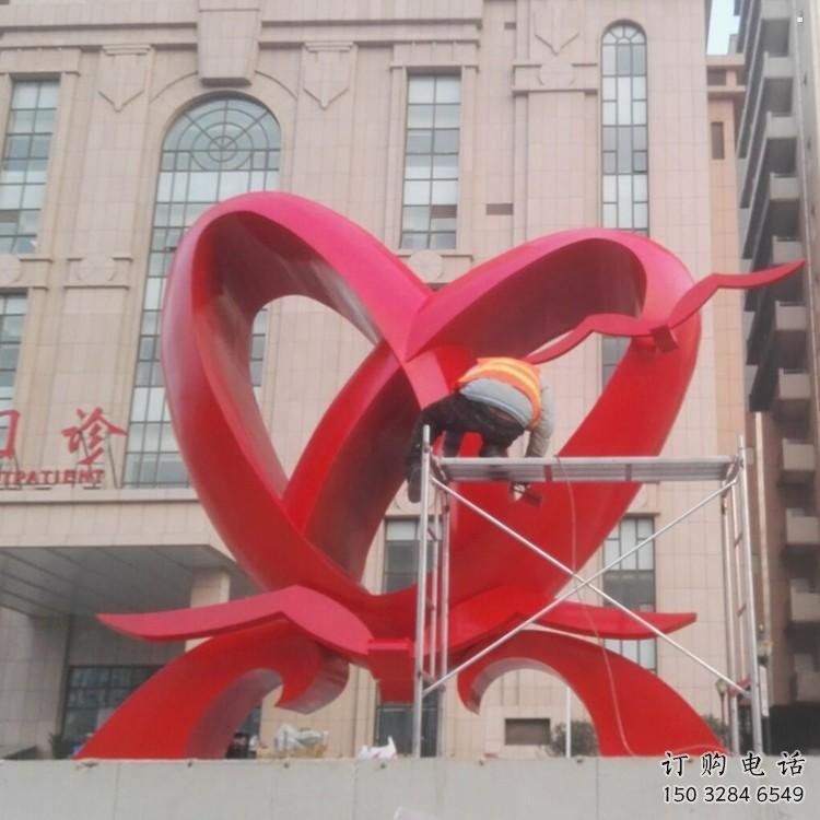 雙心鑄造觀賞型，露天雕塑，不銹鋼雙心雕塑訂做