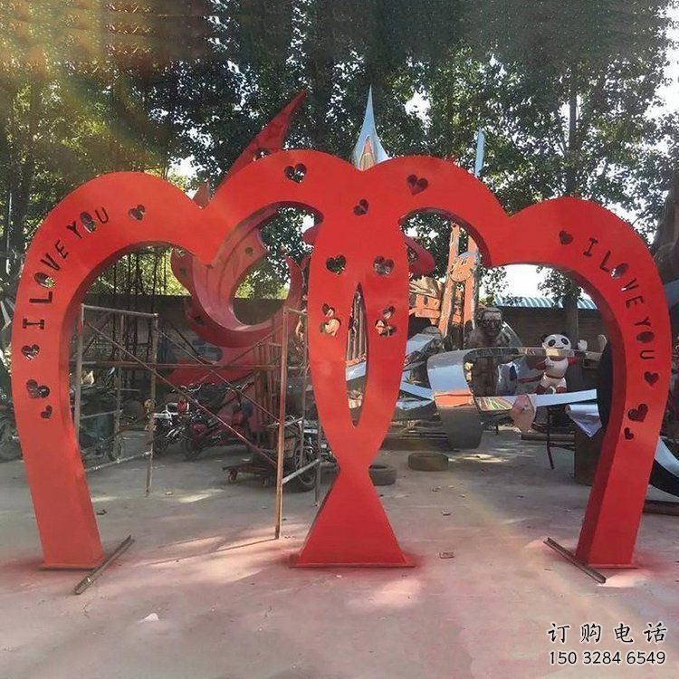 景觀心心相印雕塑定做，小區(qū)擺件，美陳雕塑制作