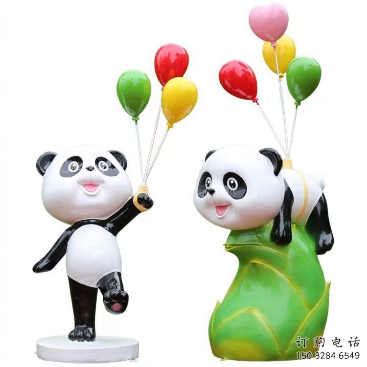 景區(qū)熊貓雕塑通用，陸地擺件，卡通熊貓雕塑點擊