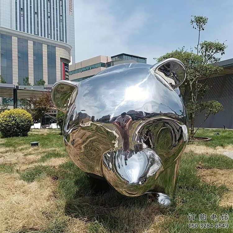 現(xiàn)代熊貓雕塑承接，歐式風格，廣場不銹鋼熊貓雕塑精選