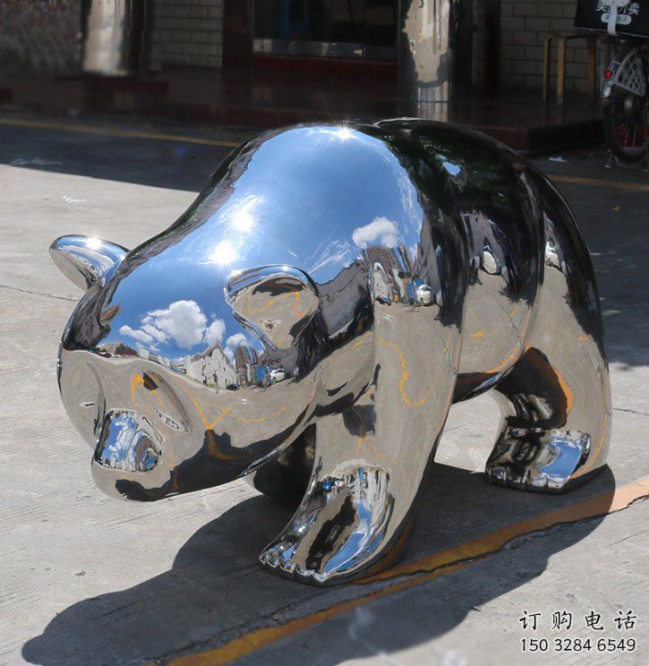 熊貓雕塑標(biāo)準(zhǔn)，廣場(chǎng)雕塑，不銹鋼熊貓雕塑供給