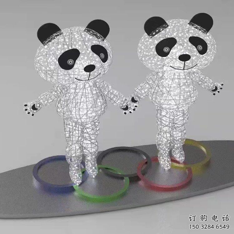 熊貓雕塑工程選用，美陳雕塑，鏤空熊貓雕塑生產(chǎn)