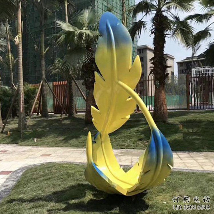 羽毛雕塑承接，景區(qū)案例，公園烤漆羽毛雕塑定制