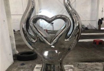 大型心形雕塑常用，戶外擺放，鏡面心形雕塑展示專供
