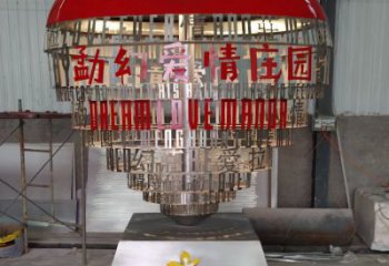 心形球雕塑供需，彩鋼制作，大型不銹鋼心形球雕塑公司
