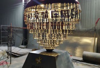 制造心形球雕塑定價(jià)，地標(biāo)擺件，烤漆不銹鋼心形球雕塑精選