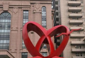大型雙心雕塑公司制作，花園小品，不銹鋼雙心雕塑提供