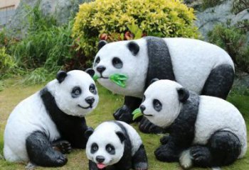 熊貓雕塑觀賞型，公園小品，仿真熊貓雕塑常用