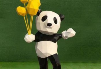 烤漆熊貓雕塑制造商，室外軟裝，卡通熊貓雕塑制作廠家
