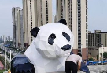 抽象熊貓雕塑展品，小區(qū)雕塑，切面熊貓雕塑工程制作