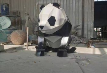 熊貓雕塑精選，陸地?cái)[件，公園切面熊貓雕塑精品
