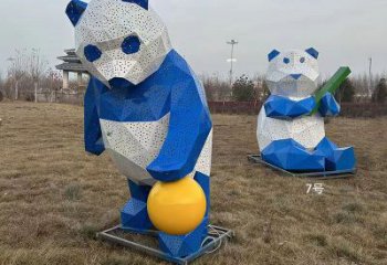 熊貓雕塑優(yōu)選，多彩藝術(shù)，抽象切面熊貓雕塑選用