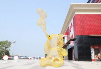 大型熊貓雕塑制作，花園小品，鏤空熊貓雕塑廠家