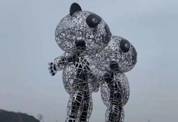 鏤空熊貓雕塑制造商，廣場雕塑，鏤空熊貓雕塑廠家