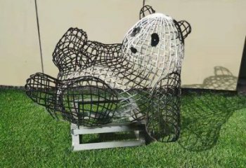 熊貓雕塑制作，標(biāo)識(shí)雕塑，鏤空熊貓雕塑廠家優(yōu)選