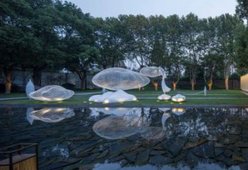 云朵雕塑供應(yīng)，花園小品，戶外鏤空云朵雕塑展品