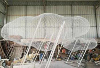鏤空云朵雕塑，編織工藝制作，金屬景觀雕塑