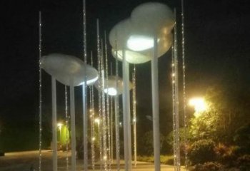 街道云朵雕塑，鍛造景觀雕塑，燈光效果