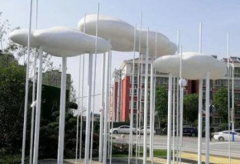 室內云朵雕塑，拉絲景觀雕塑，抽象效果