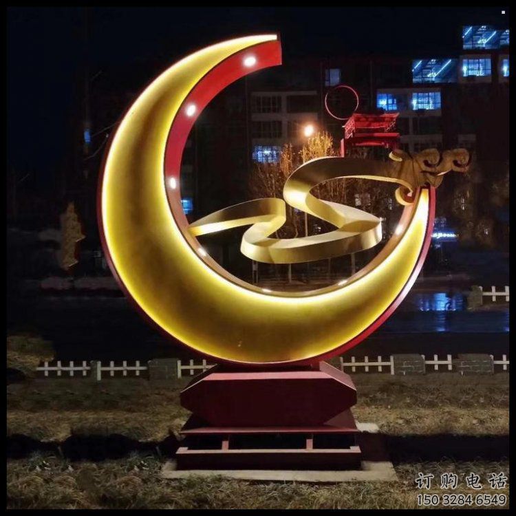 月亮雕塑工廠標準，多彩藝術，景觀鏤空月亮雕塑供應