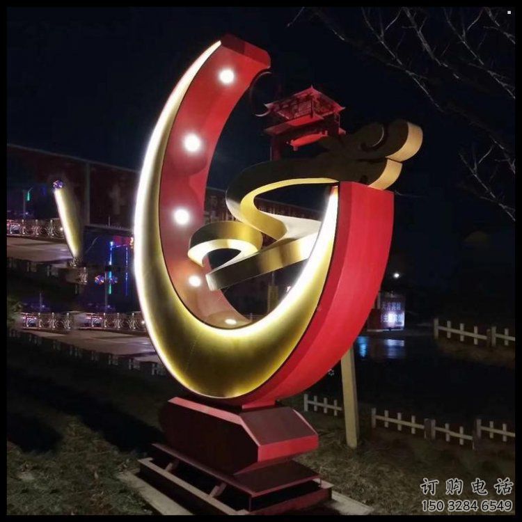 月亮雕塑觀賞型，街景小品，鏤空月亮雕塑主題常用