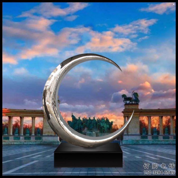 月牙雕塑精選，露天雕塑，景觀鏤空月牙雕塑訂做