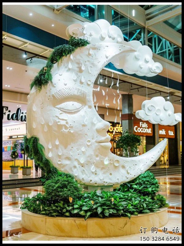 月亮雕塑展品，彩鋼制作，酒店不銹鋼月亮雕塑精品
