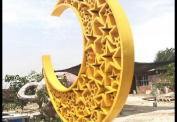 步行街月亮雕塑，鍛造景觀雕塑，鏤空方式
