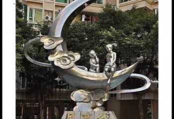 現(xiàn)代月牙雕塑定制，中式工藝，鏤空月牙雕塑造型優(yōu)價(jià)
