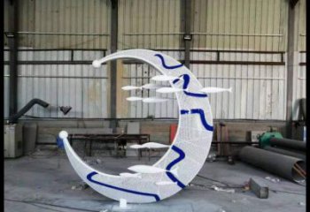 幼兒園月牙雕塑，鐵藝文化雕塑，鑄造制作