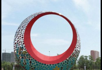 小區(qū)月牙雕塑，拉絲景觀雕塑，抽象效果