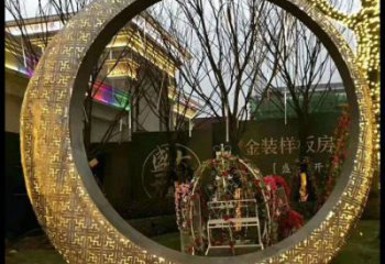 月牙雕塑訂做，城市裝飾，庭院鏤空月牙雕塑展品