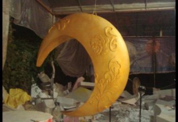 景區(qū)月亮雕塑，鍍金歐式雕塑，鐵藝材質(zhì)