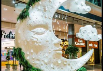 月亮雕塑展品，彩鋼制作，酒店不銹鋼月亮雕塑精品