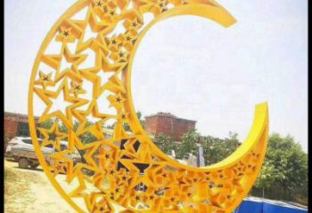 月亮雕塑制作承接，陸地?cái)[件，不銹鋼月亮雕塑制造商