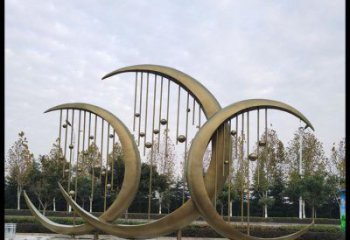 大型月亮雕塑公司，花園小品，月亮水簾雕塑廠家提供