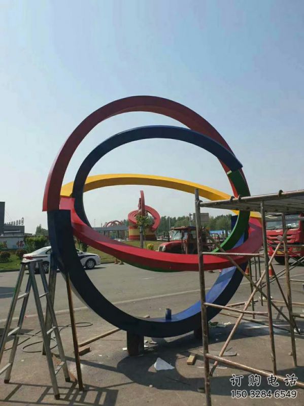 廣場雙環(huán)雕塑批發(fā)，廣場系列，不銹鋼雙環(huán)雕塑定價