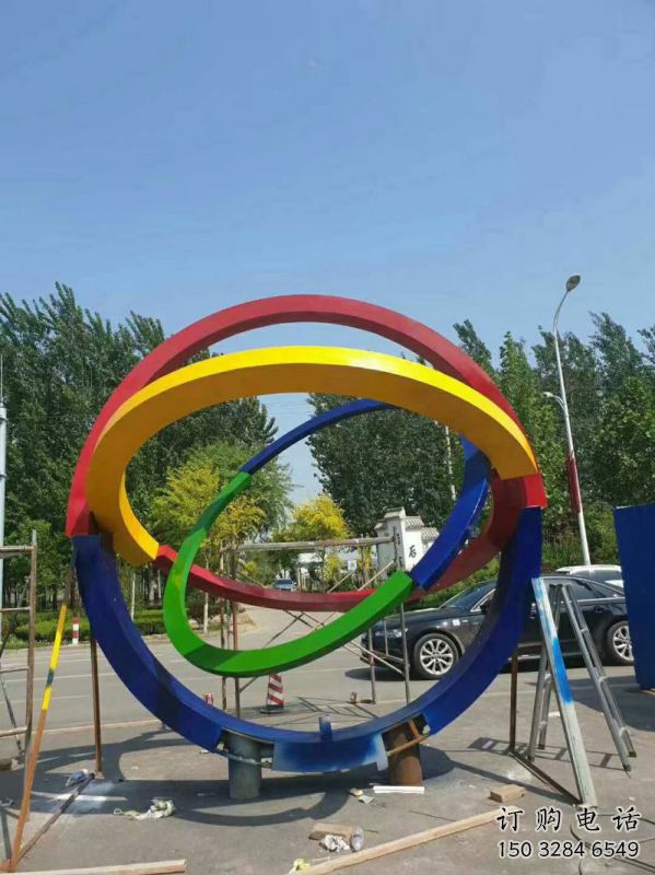 建筑雙環(huán)雕塑精選，露天雕塑，不銹鋼雙環(huán)雕塑訂做
