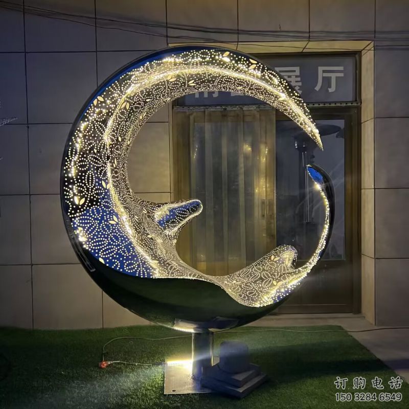 制造圓環(huán)雕塑專供，地標(biāo)擺件，燈光圓環(huán)雕塑訂做