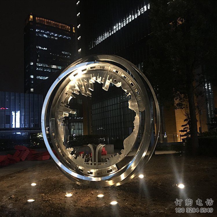 戶外圓環(huán)雕塑通用，多彩藝術(shù)，不銹鋼圓環(huán)雕塑供應(yīng)