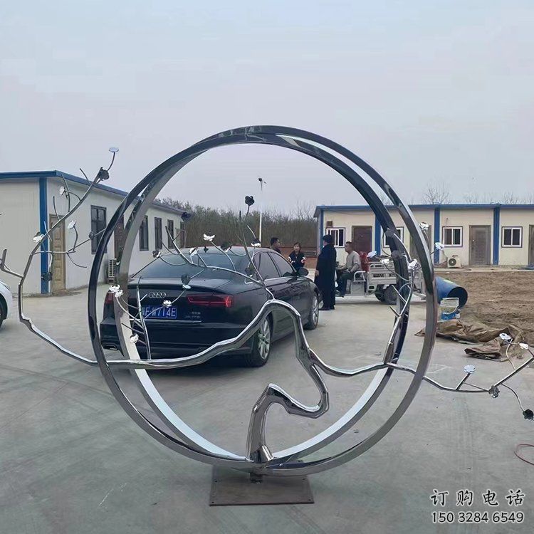 圓環(huán)雕塑，鏤空景觀雕塑，抽象效果