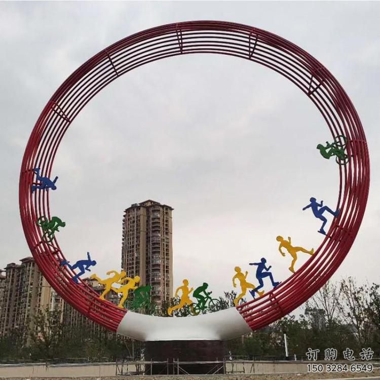 圓環(huán)雕塑點擊，地標擺件，烤漆圓環(huán)雕塑承接