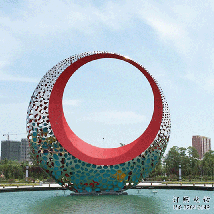圓環(huán)雕塑訂做，街景小品，戶外烤漆圓環(huán)雕塑制作