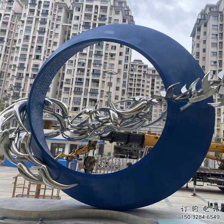 圓環(huán)雕塑訂做，城市雕塑，烤漆圓環(huán)雕塑專供