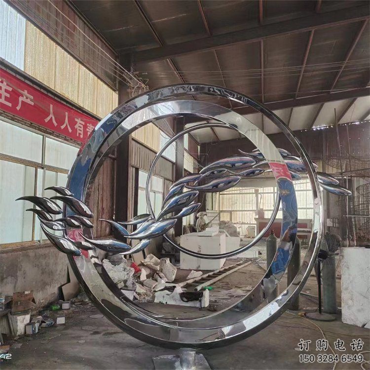 圓環(huán)雕塑觀賞型，廣場系列，民俗烤漆圓環(huán)雕塑優(yōu)選