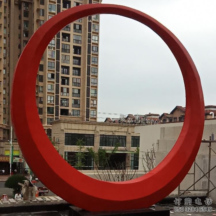 圓環(huán)雕塑觀賞型，標(biāo)識雕塑，紀(jì)念烤漆圓環(huán)雕塑展品